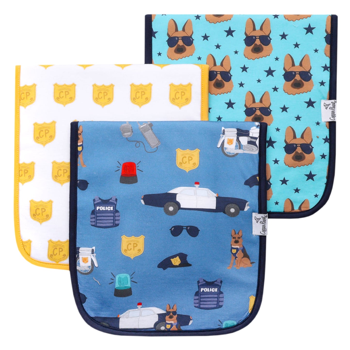 Copper Pearl Burp Cloth Set (3-pack) - Policemen