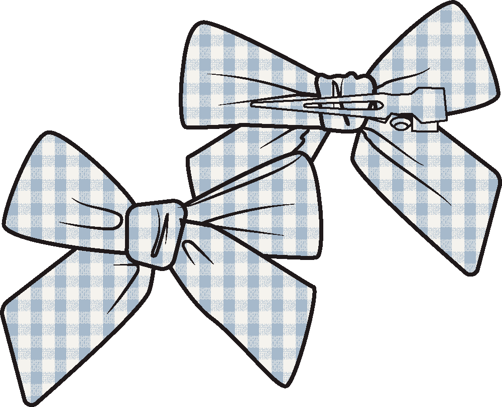 Mini Gingham Blue - 2 Pack Bow Clips