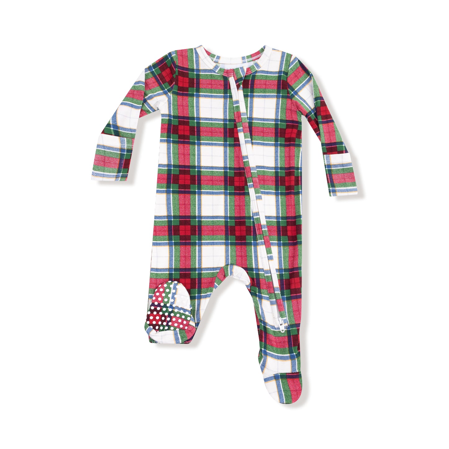Holiday Plaid Zipper Footie