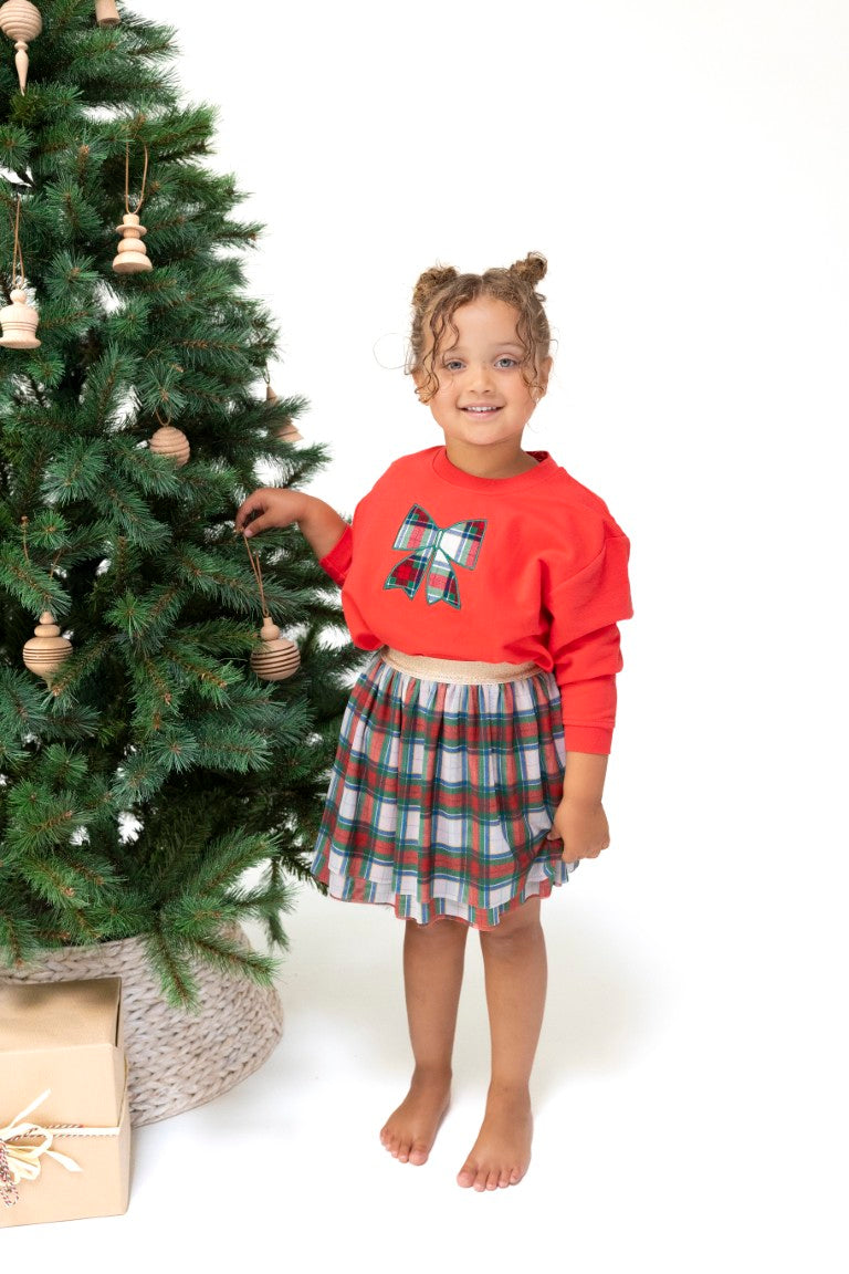 Holiday Plaid Bow Sweatshirt