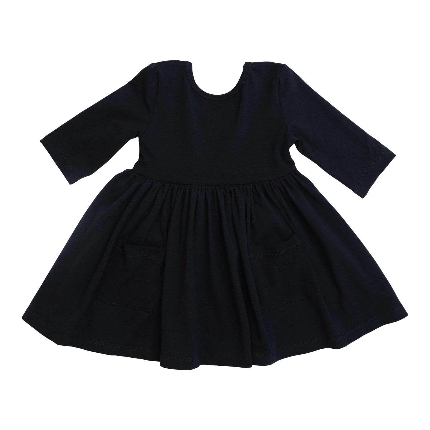 Black 3/4 Sleeve Twirl Dress