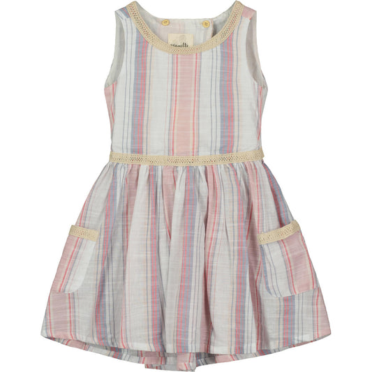 Nina Dress - Red/Pink/Navy Stripe