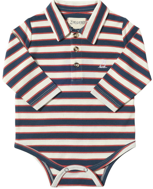 Seymour Polo Onesie - Navy/Rust/Cream