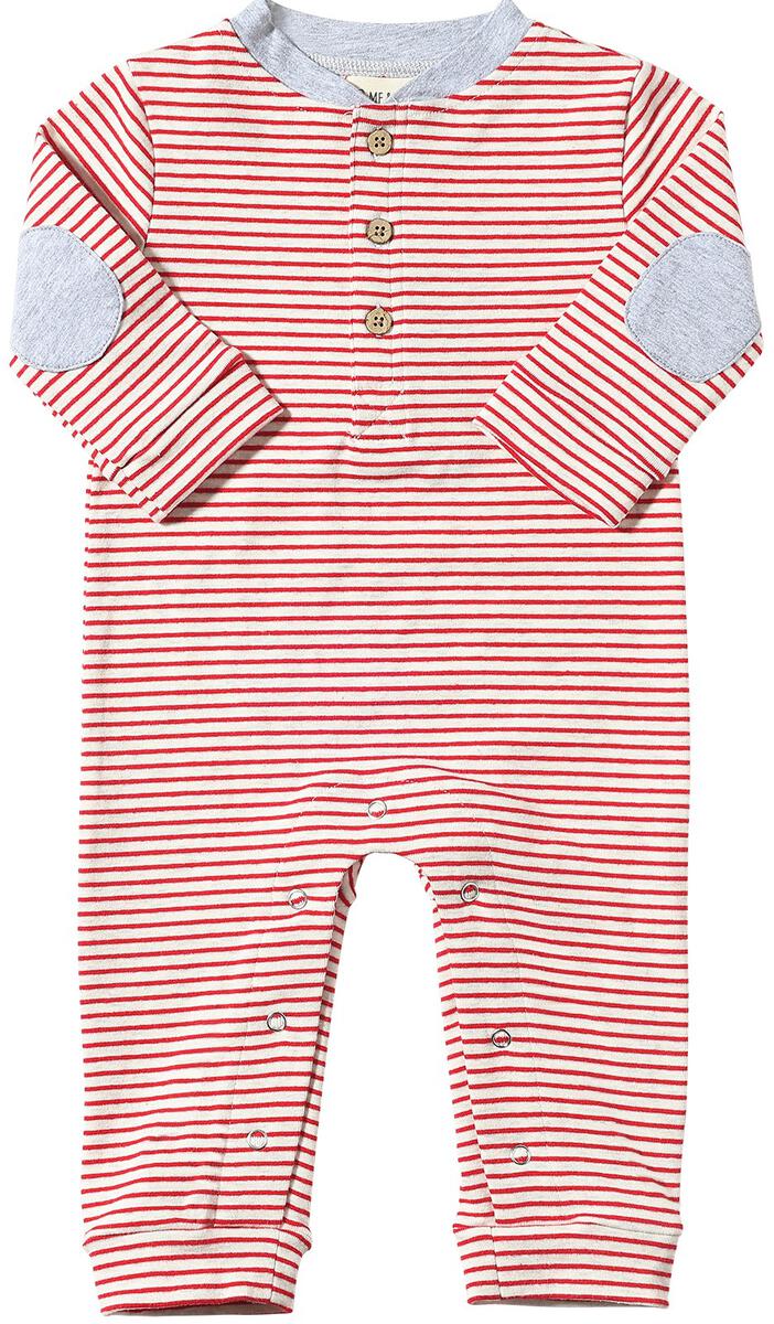 NIota Henley Romper - Red/Grey