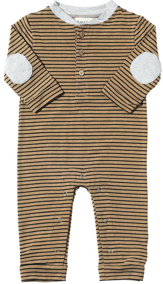 Niota Henley Romper - Tan/Black