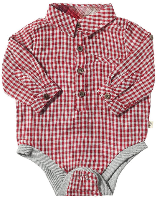 Jasper Woven Onesie - red plaid