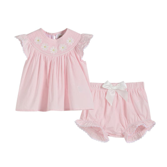 Pink Daisy Smocked Set