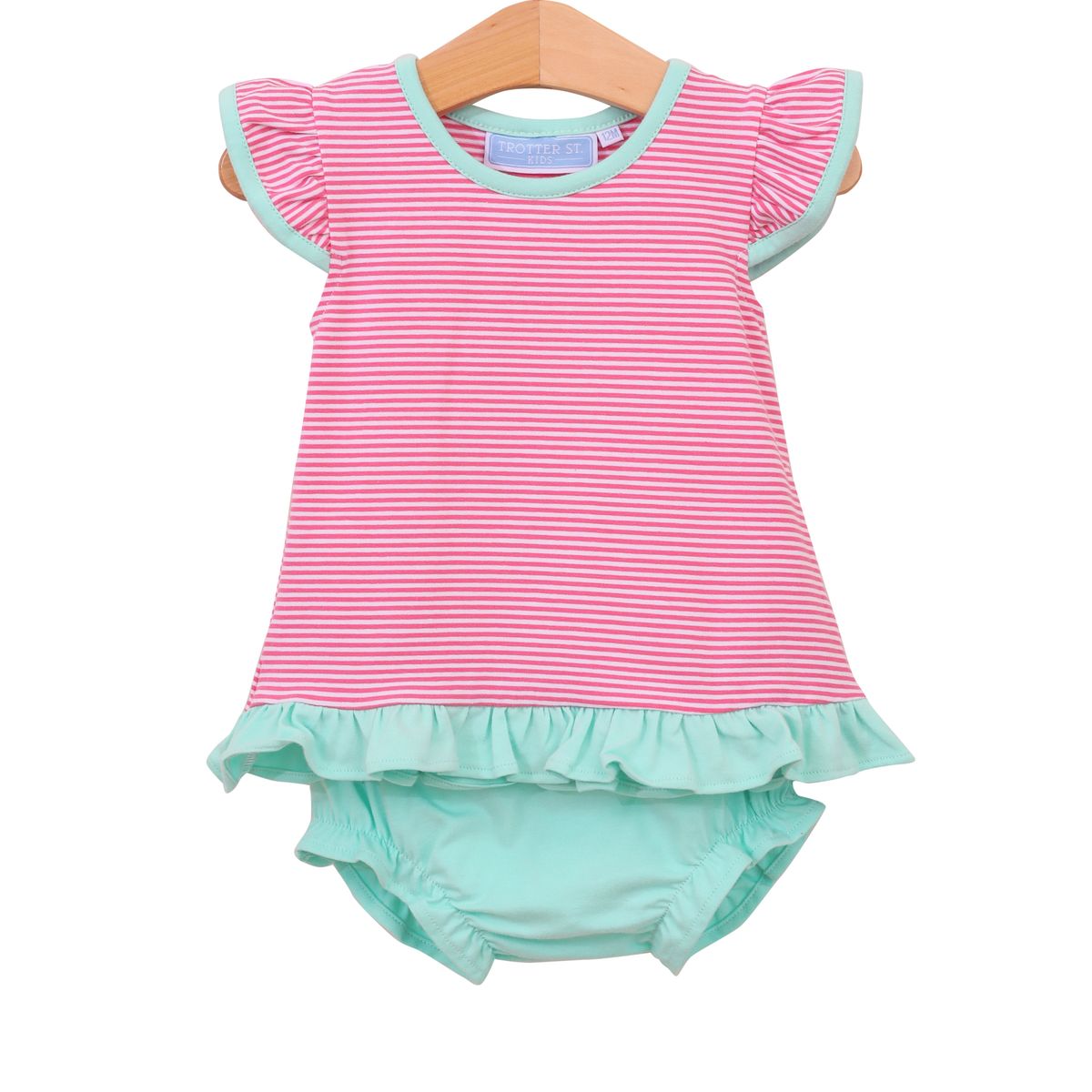 Mary Diaper Set - Pink Stripe/Mint