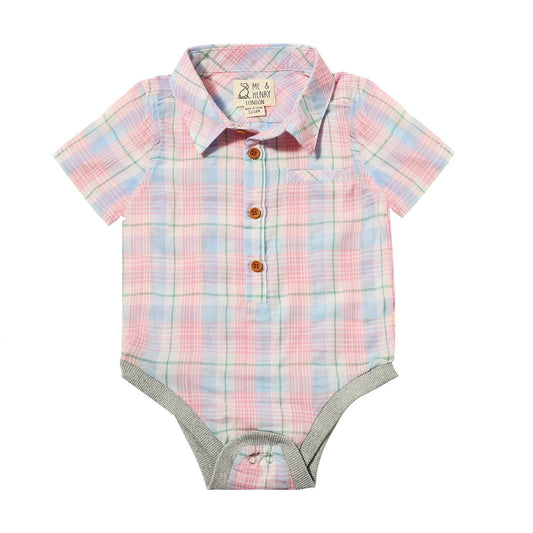 Helford Woven Onesie - Pink/Blue Plaid