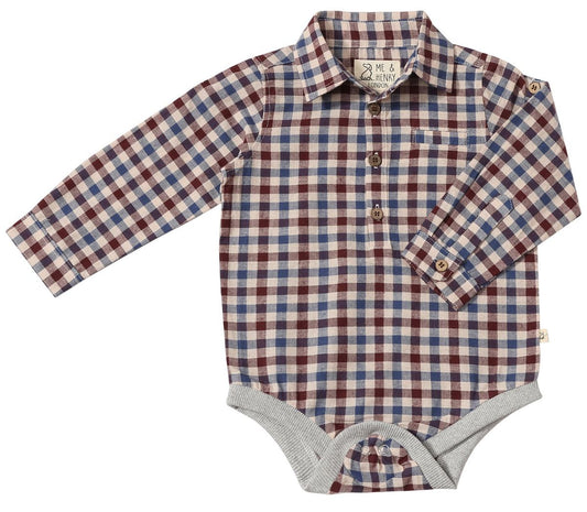 Jasper Onesie - Blue/Burgundy/Cream