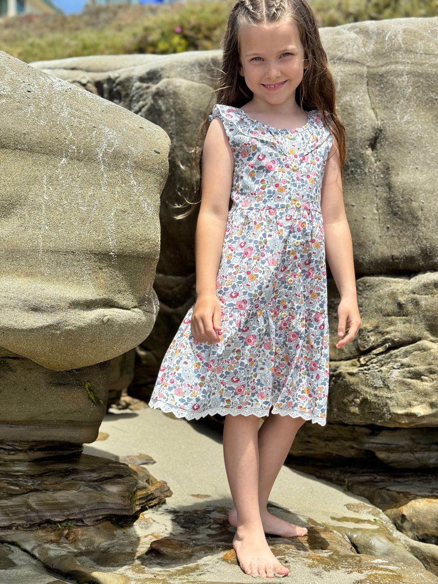 Willa Dress-Blue Retro Floral