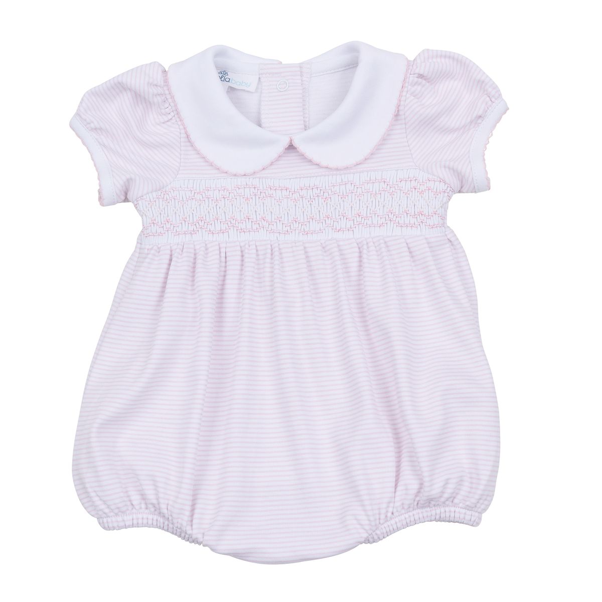 Pink Stripe Smock Collar Bubble