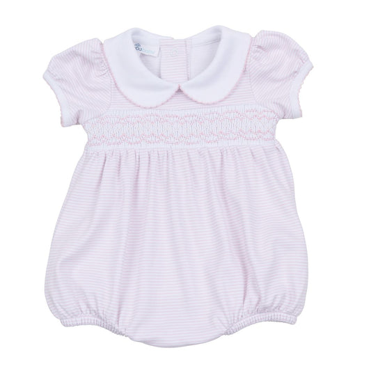 Pink Stripe Smock Collar Bubble