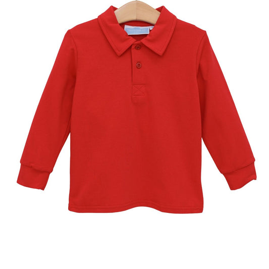 Red Long Sleeve Polo