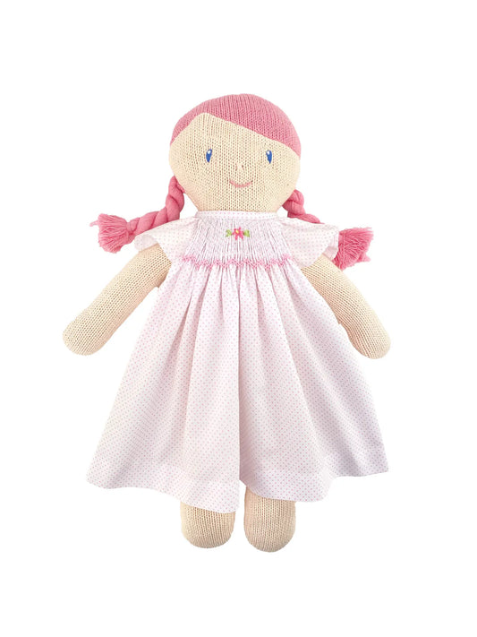 Knit Doll with Pink Smocked Dress