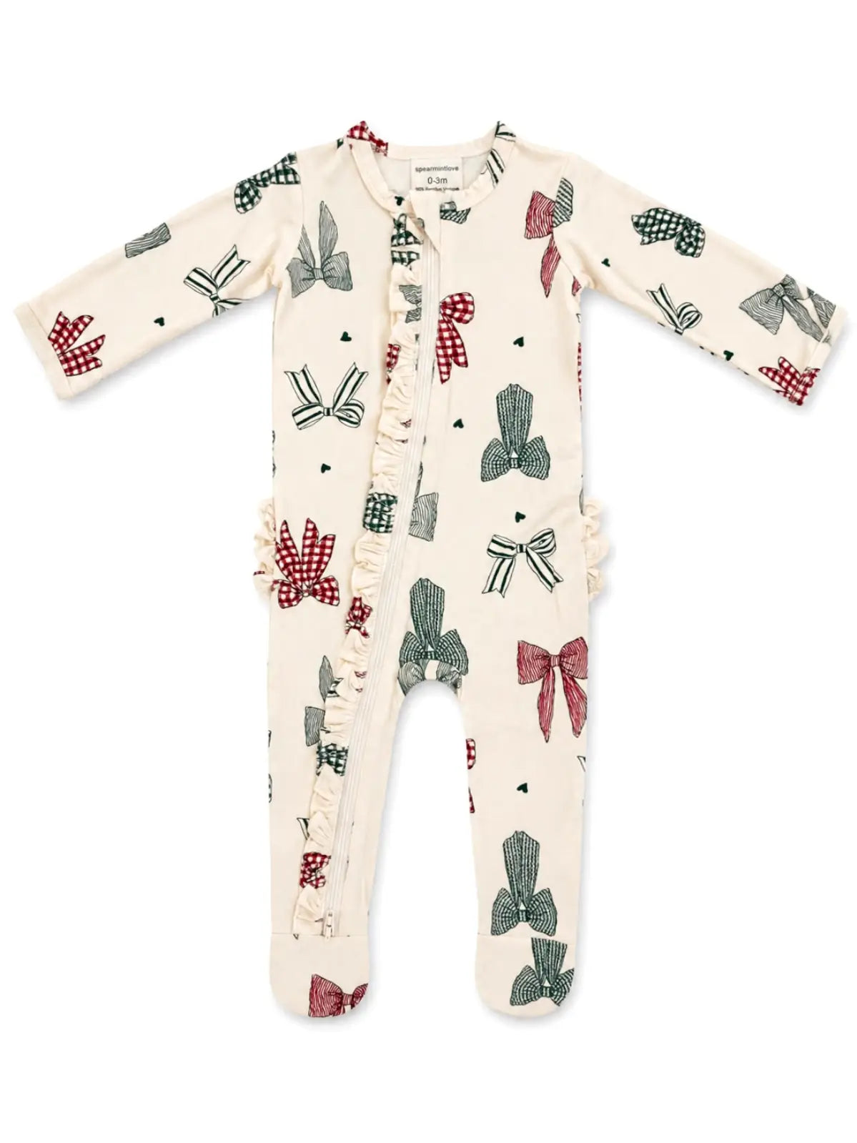 Christmas Bows Ruffle Footie