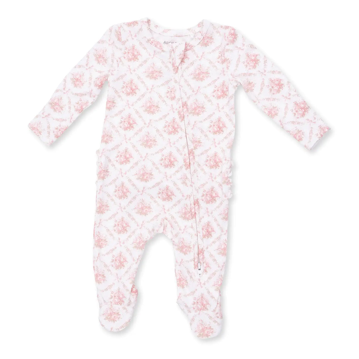 Rose Bow Ruffle Zipper Footie