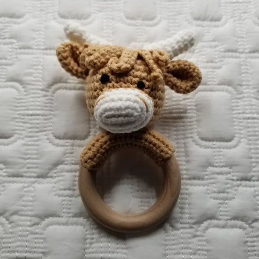 Highland Cow Crochet Rattle