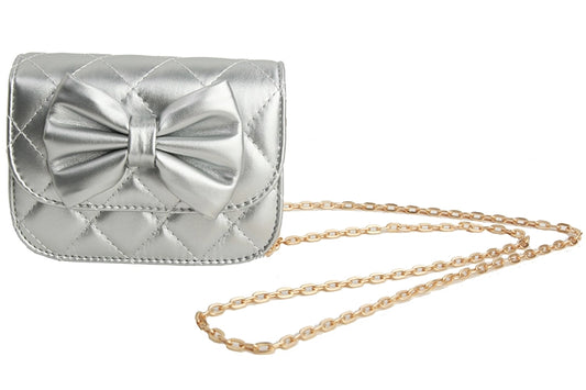 Metallic Bow Purse - Silver