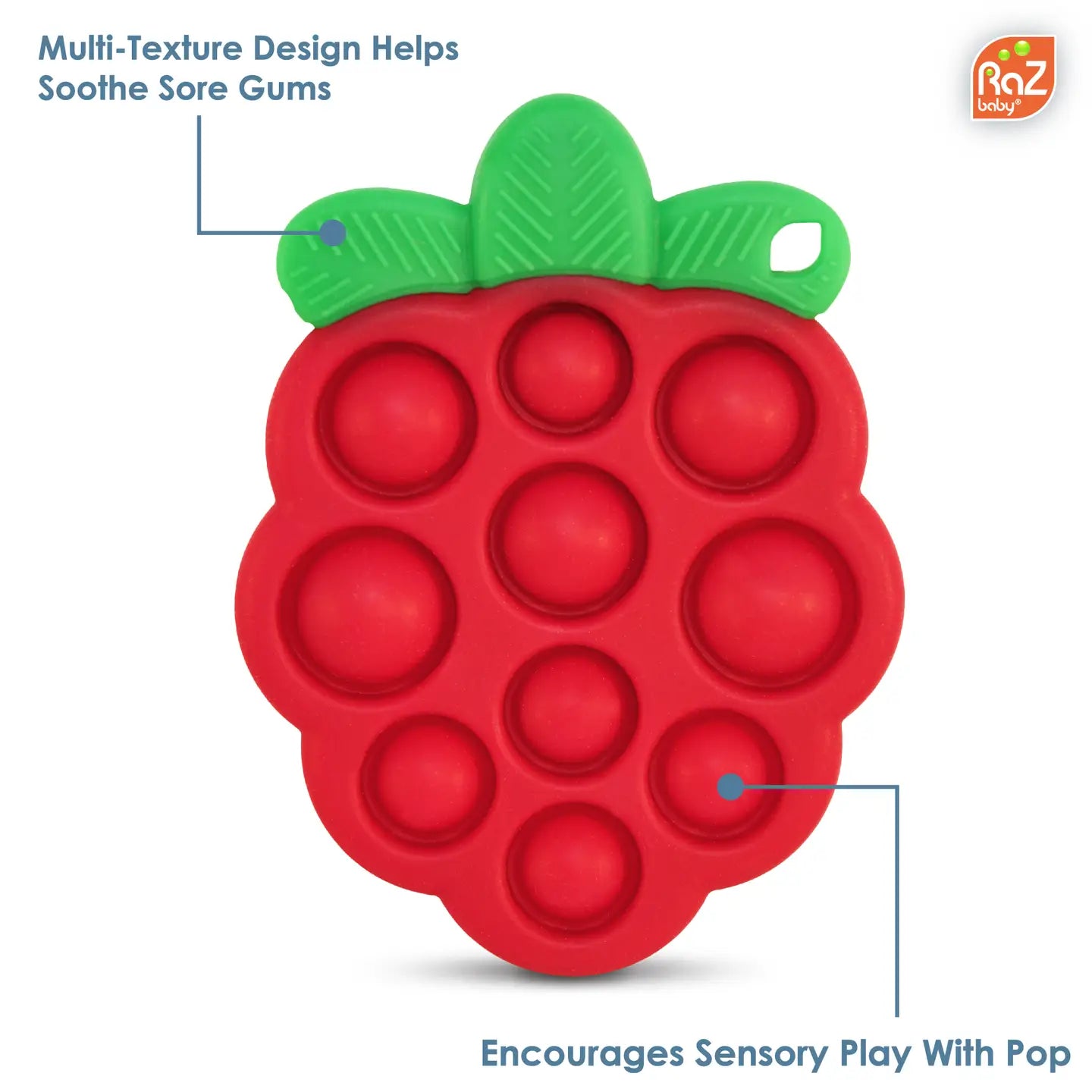 RazBerry Pop Silicone Teether Sensory Toy