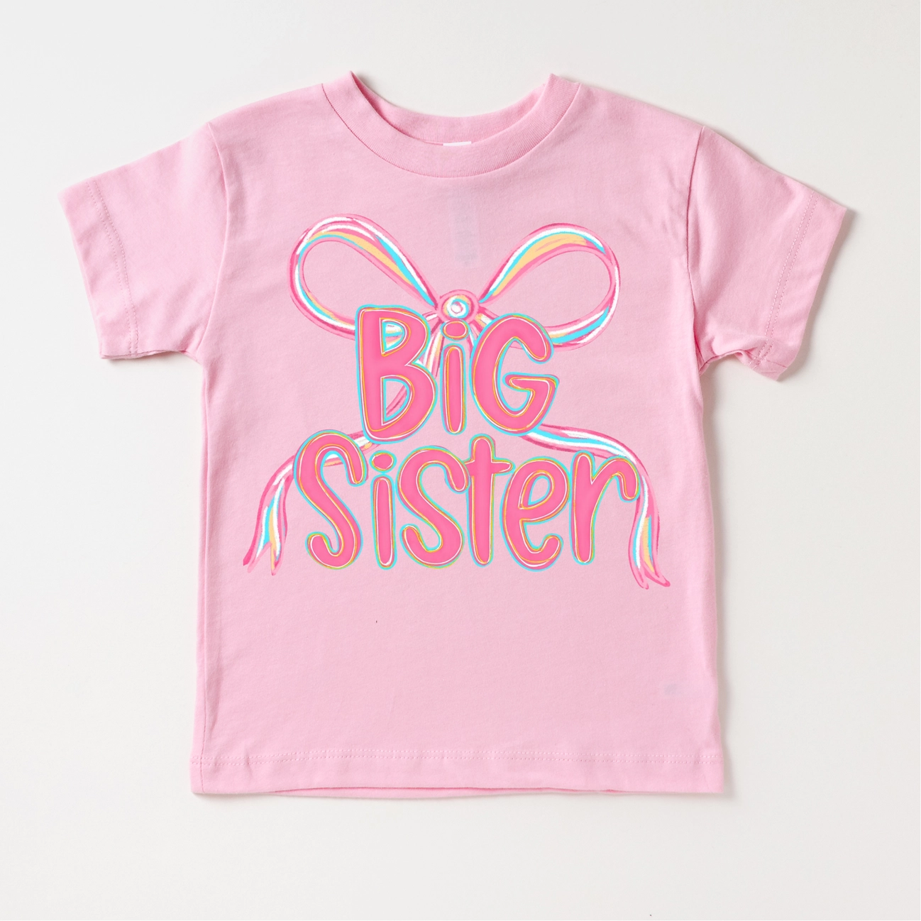Big Sister Ribbon Tee - Pink