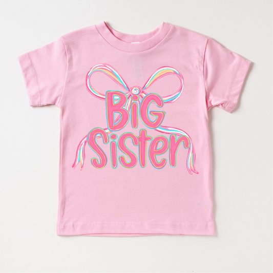 Big Sister Ribbon Tee - Pink