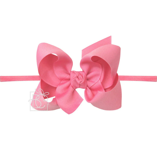 4.5" Headband w/Bow - Hot Pink