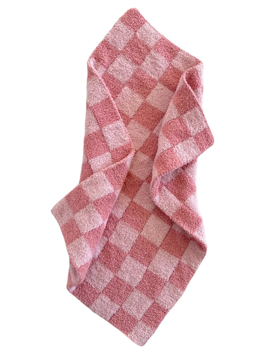 Phufy Bliss Checker Mini Blanket-Strawberry/Carnation