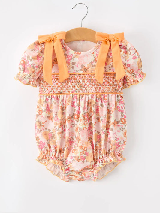 Peach Floral Smock Bubble