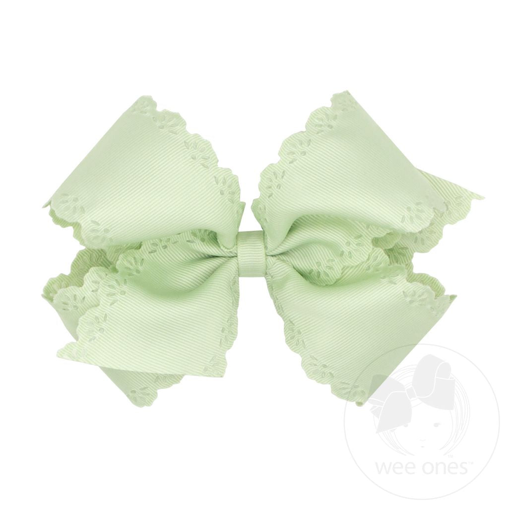 Grosgrain Eyelet Flower Edge Bow - Seafoam