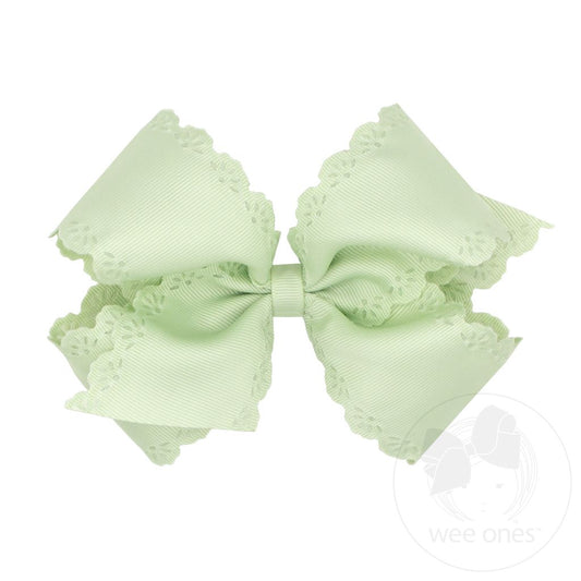 Grosgrain Eyelet Flower Edge Bow - Seafoam