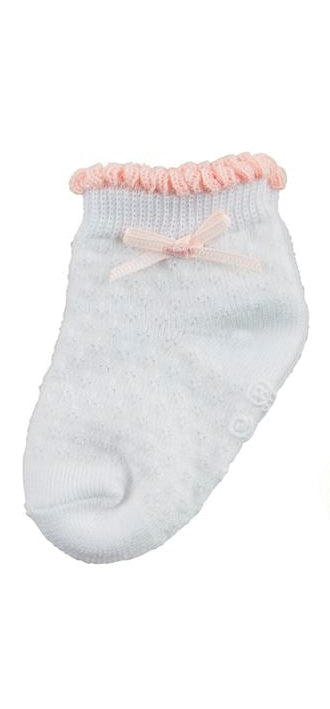 Pointelle Infant Socks - White Bow