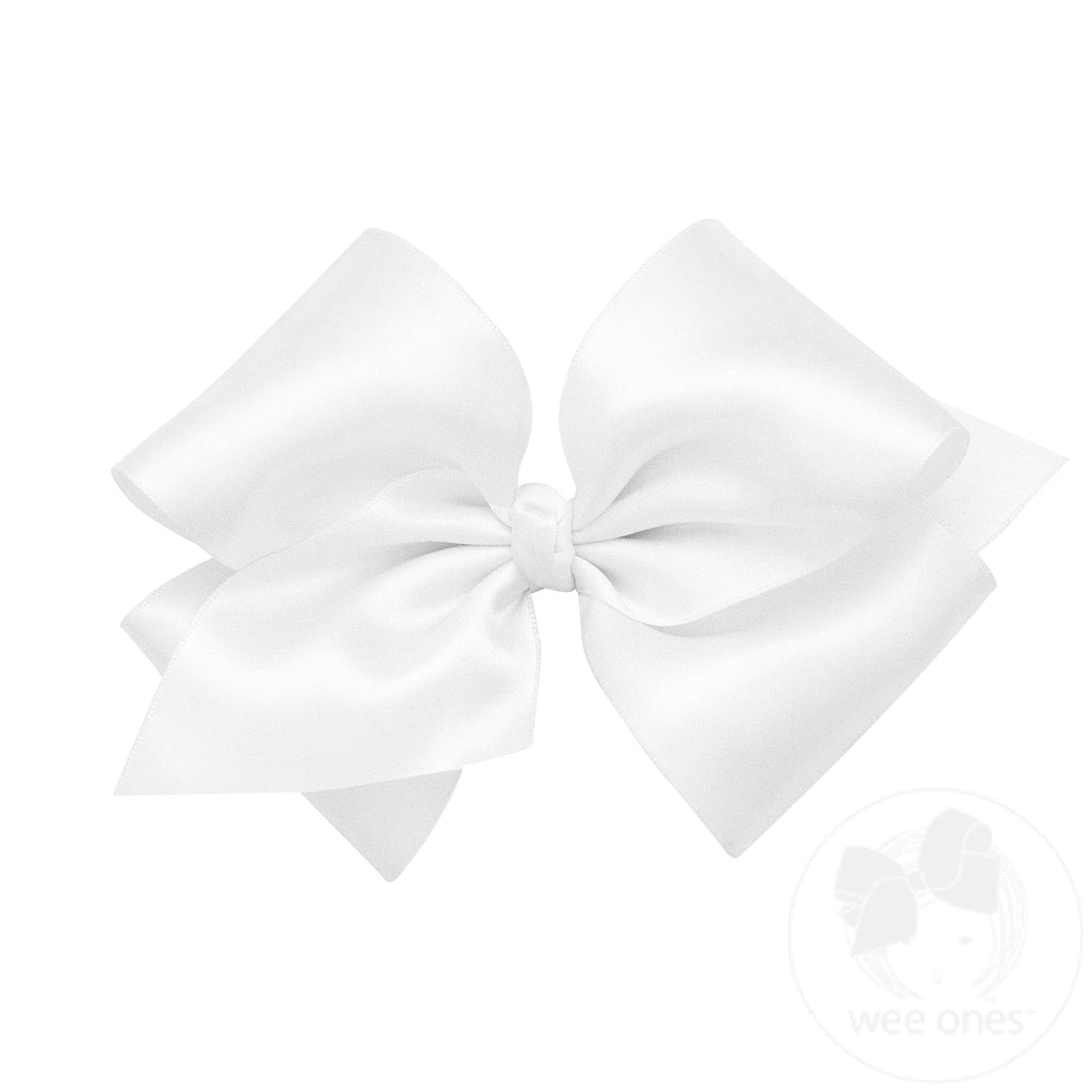 French Satin Hair Bow - White