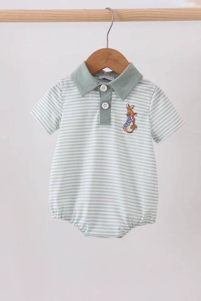 Sage Bunny Polo Romper