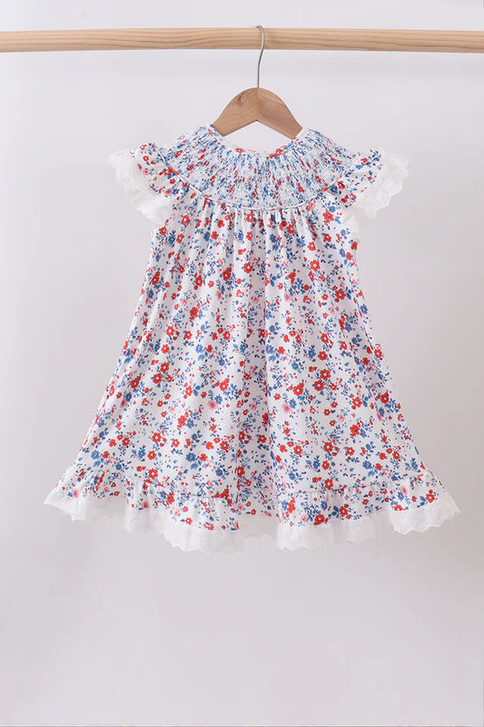 Patriotic Floral Smocked Dress