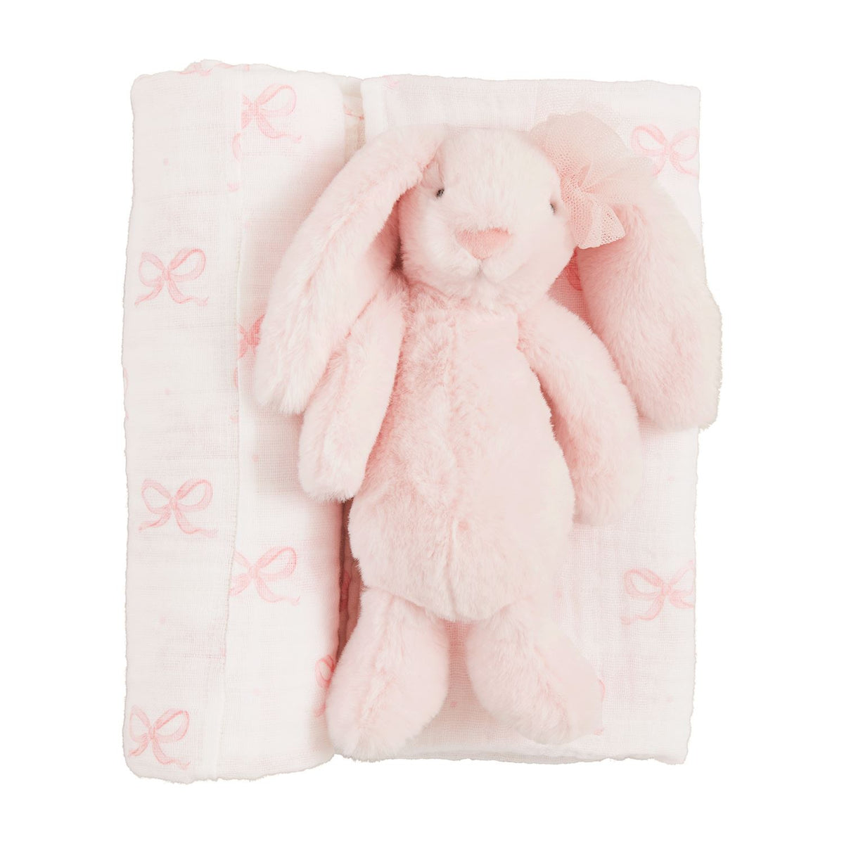 Bow Bunny Swaddle and Rattle