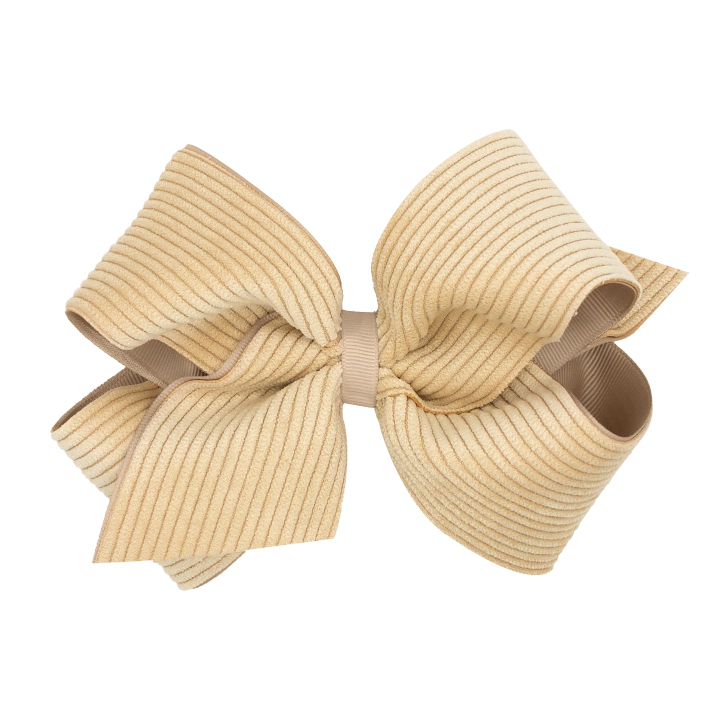 Corduroy Overlay Hair Bow - Tan