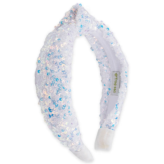 Sparkly Sequin Knot Headband - White