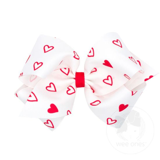 King Valentine Heart White Hair Bow