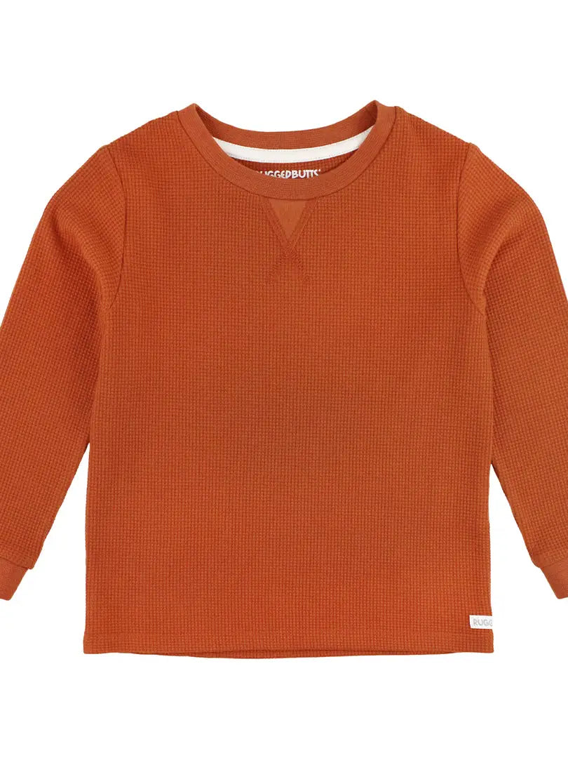 Rust Waffle Knit Crewneck