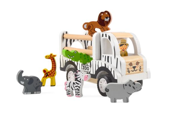Zoo Car with 6 Animals, pull-back