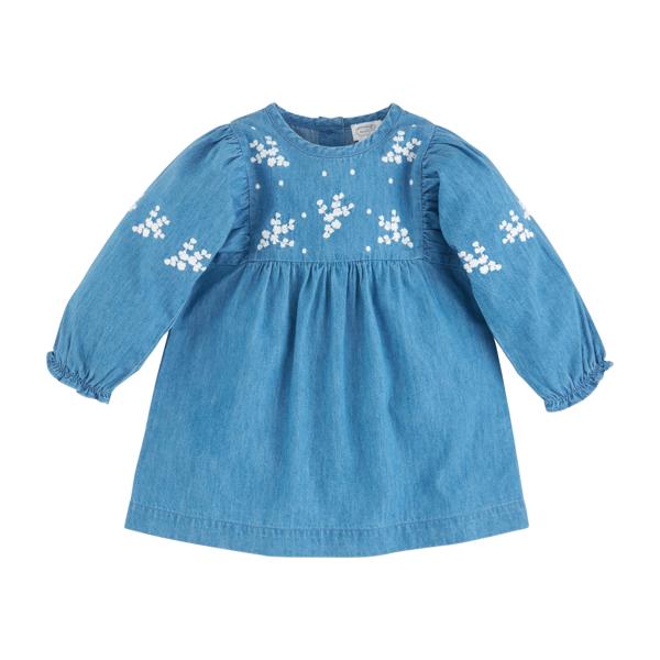 Blue & White Floral Denim Dress