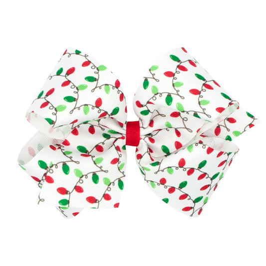 King Christmas Lights Hair Bow