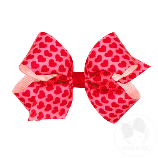 King Valentine Heart Hair Bow-pink