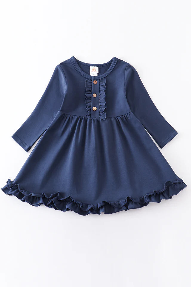 Indigo Ruffle Button Dress