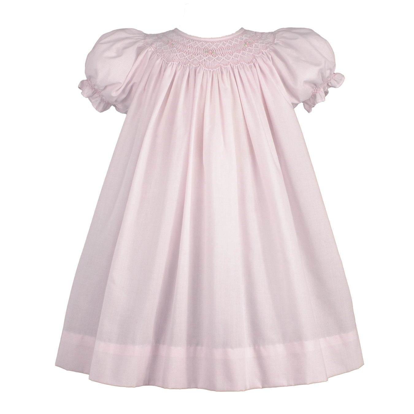 Bishop Smocked Dress with Pearls-Pink