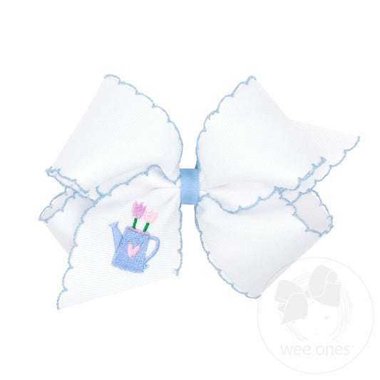 King Tulip Embroidery Hair Bow