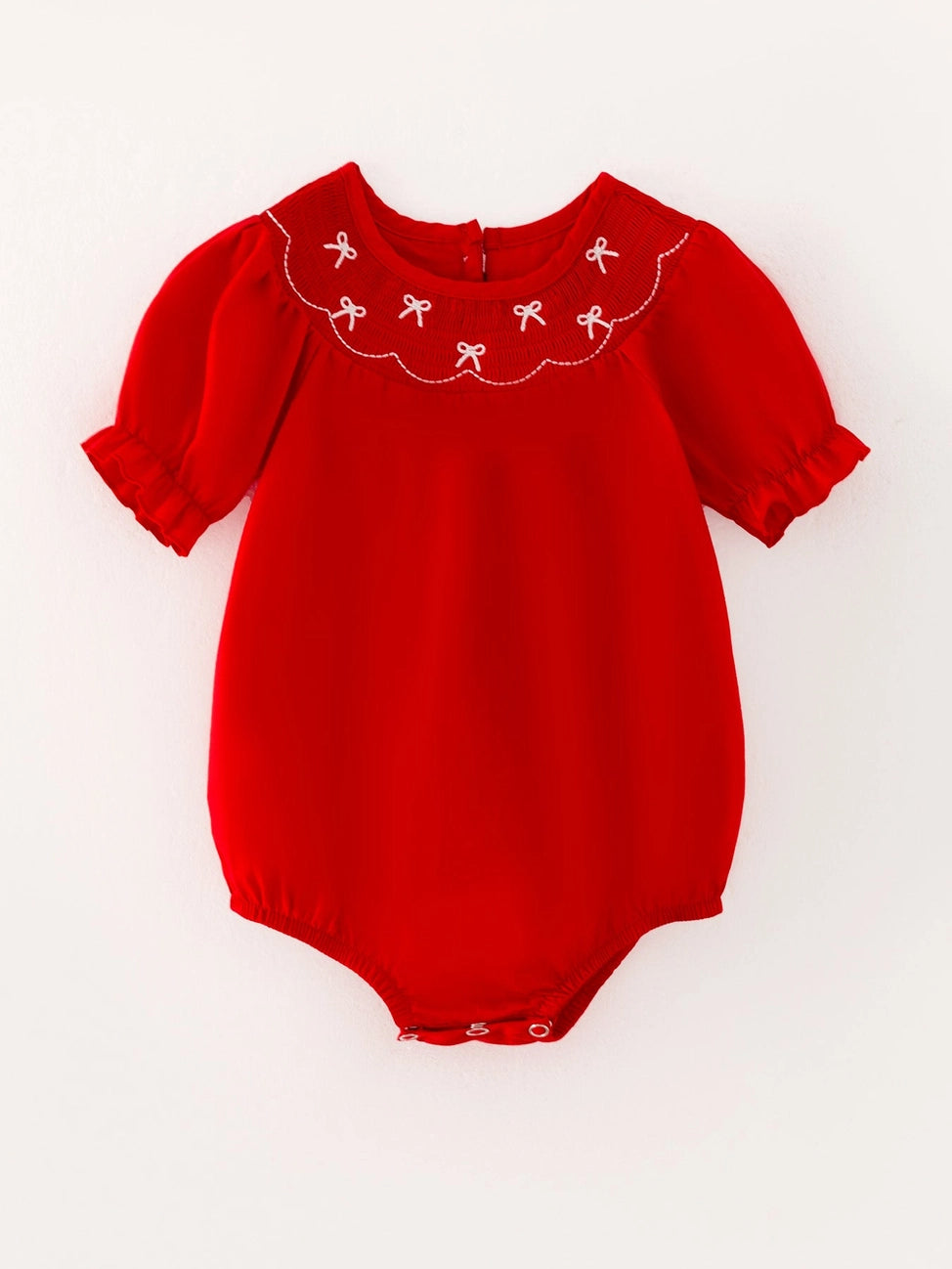 Red Bow Smocked Romper