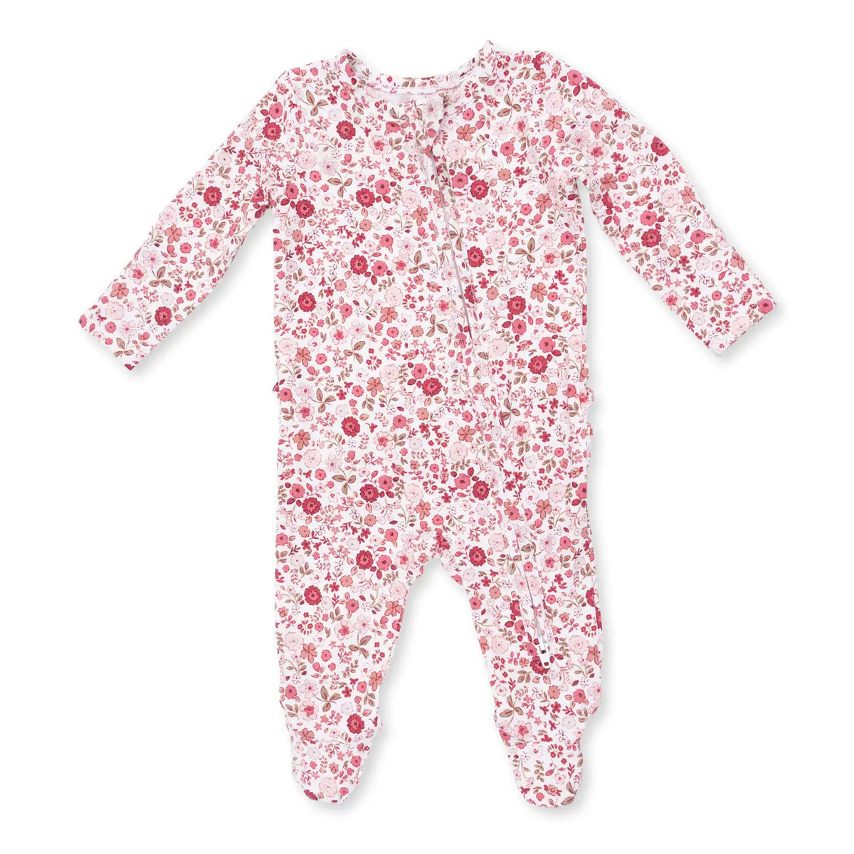 Serene Floral Zipper Footie