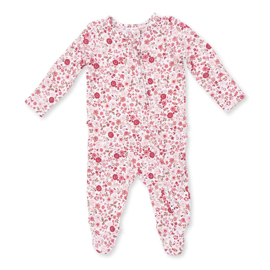 Serene Floral Zipper Footie